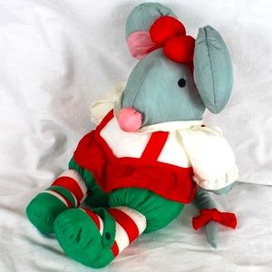 Department 56 Christmas Elf Mouse Plush Puffalump Nylon Holiday Vintage 14"